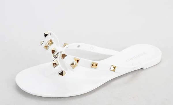 Women's Studded Jelly Sandal In White Holiday unclassified dresses