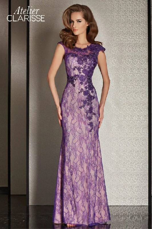 Clarisse -M6236 Lace Applique Evening Dress Lace Dress Design