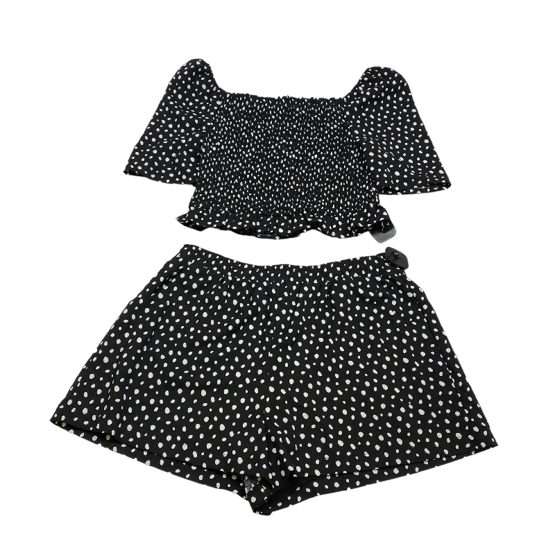 Black & White Shorts Set 2pc Versona, Size L Mini Skirt Casual