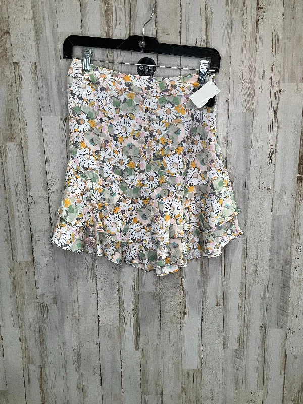 Floral Print Skirt Mini & Short Lc Lauren Conrad, Size S Faded Denim Skirt