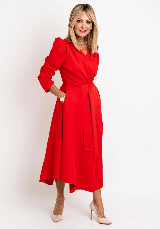 Coco Doll Emo Wrap Maxi Dress, Red Flowing Maxi Skirt