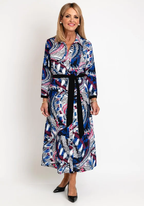 Ella Boo Abstract Print Maxi Shirt Dress, Multi High-Waisted Maxi Skirt