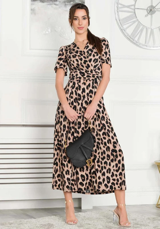 Jolie Moi Quaya A Line Maxi Dress, Leopard Casual Long Skirt