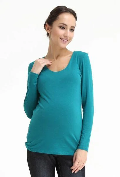 Longsleeves Vera V Neck Nurs Nursing Top Emerald High-Low Maxi Skirt