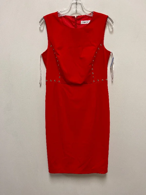 Dress Casual Midi By Calvin Klein In Red, Size: S Skater Midi Skirt