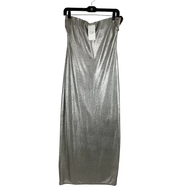 Dress Casual Midi By Le Lis In Silver, Size: M Ribbed Midi Skirt