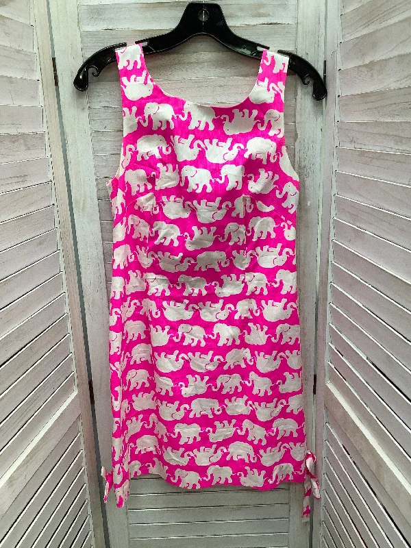 Dress Casual Midi By Lilly Pulitzer In Pink & White, Size: 4 Ruffled Midi Skirt