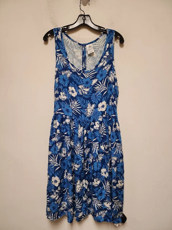 Dress Casual Midi By Walt Disney In Blue & White, Size: L Midi Skirt Style