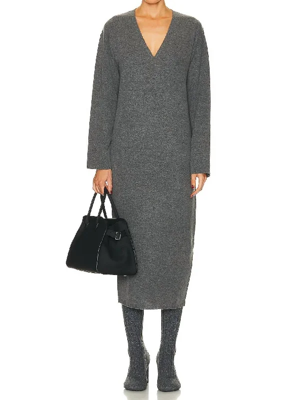 Cocoon Sweater Dress In Heather Grey Chunky Sweater Dress