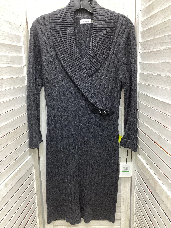 Dress Sweater By Calvin Klein In Grey, Size: L Simple Sweater Dress