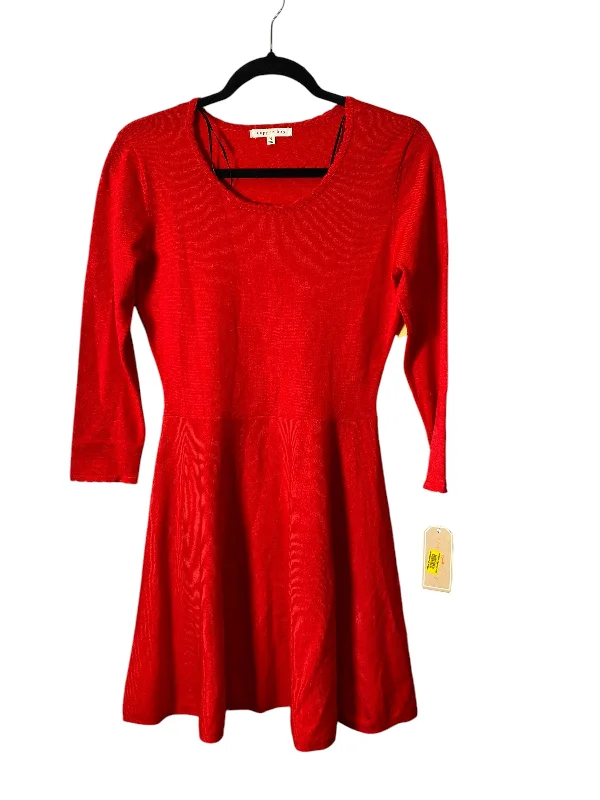 Dress Sweater By Copper Key In Red, Size: M Ribbed Knit Sweater