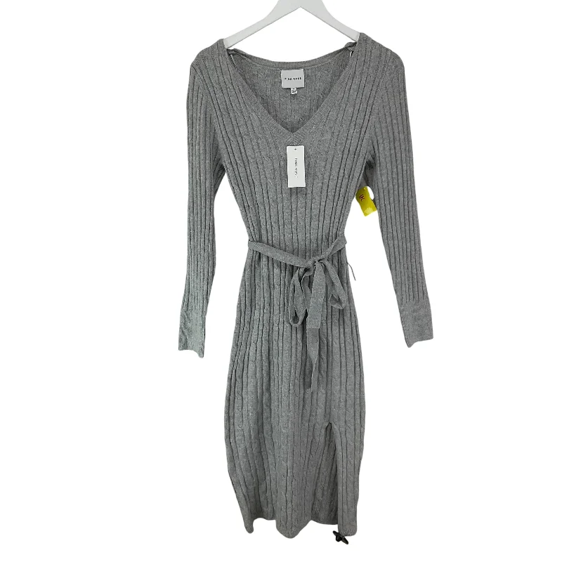 Dress Sweater By Pink Rose In Grey, Size: S Knitted Sweater Gown