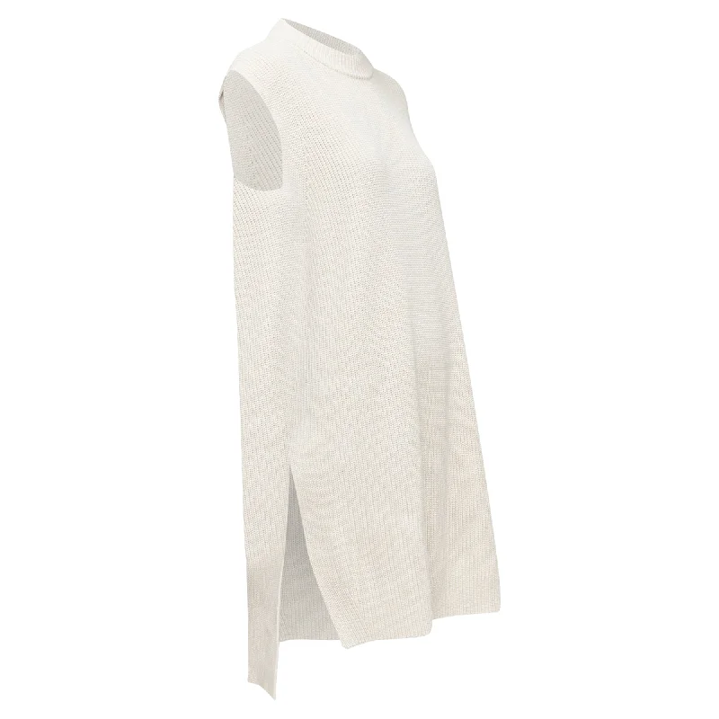 Jil Sander beige cotton cashmere silk knit sweater dress vest Sweater Dress Look