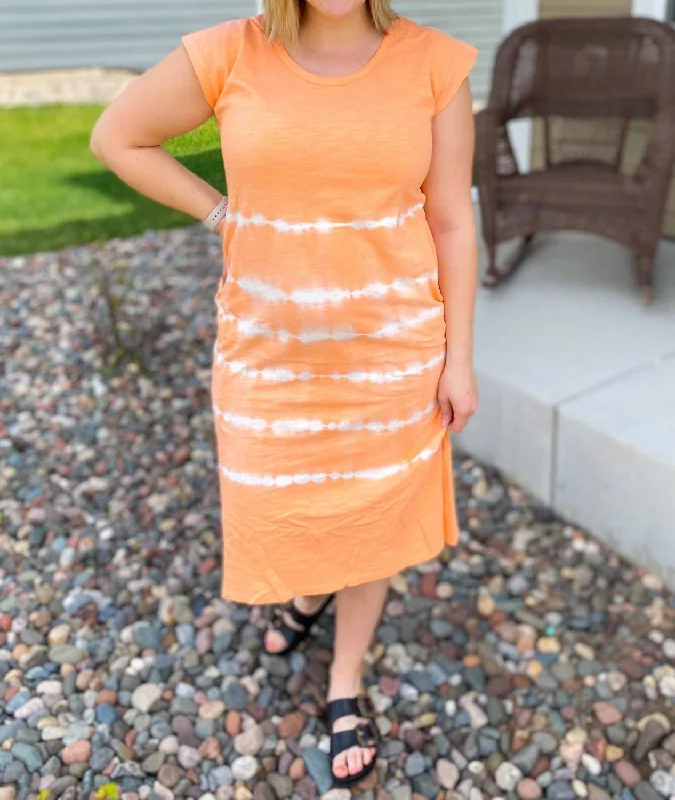 Corrine Tie Dye T-Shirt Dress In Orange Fashion Shirt Dress