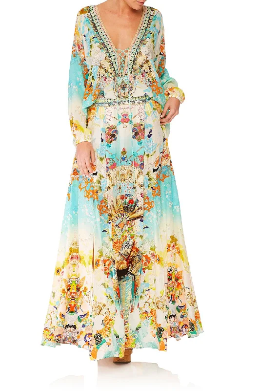 LACE UP SHIRT RETRO'S RAINBOW Long Shirt Dress