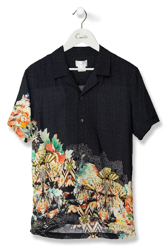 MEN'S SHORT SLV SHIRT MIDNIGHT MOONCHILD Black Shirt Dress