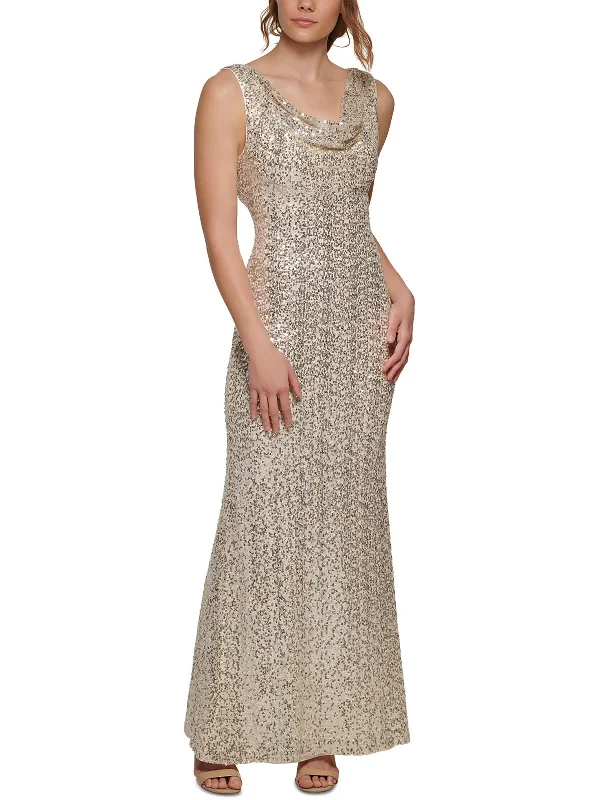 Womens Sequined Mesh Evening Dress Glitter Sequin Dress