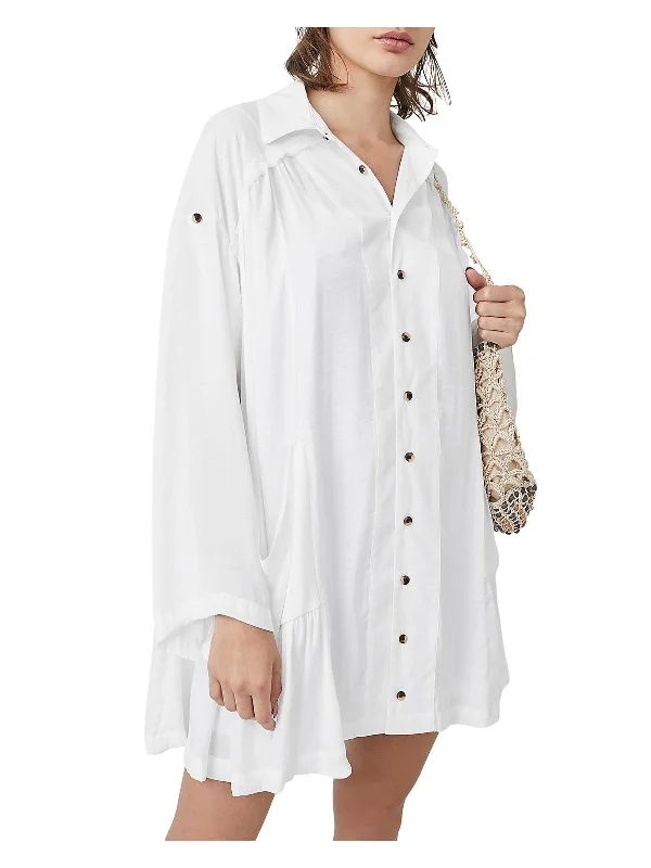 Moonstruck Womens Comfy Flowy Shirtdress Button-up Shirt Dress