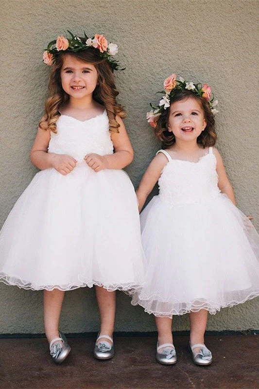 Princess Ball Gown White Tulle Flower Girl Dress Tulle Bodycon Dress