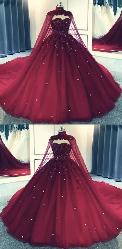 Tulle Ball Gown Prom Dress With Cape  S8254 Black Tulle Dress