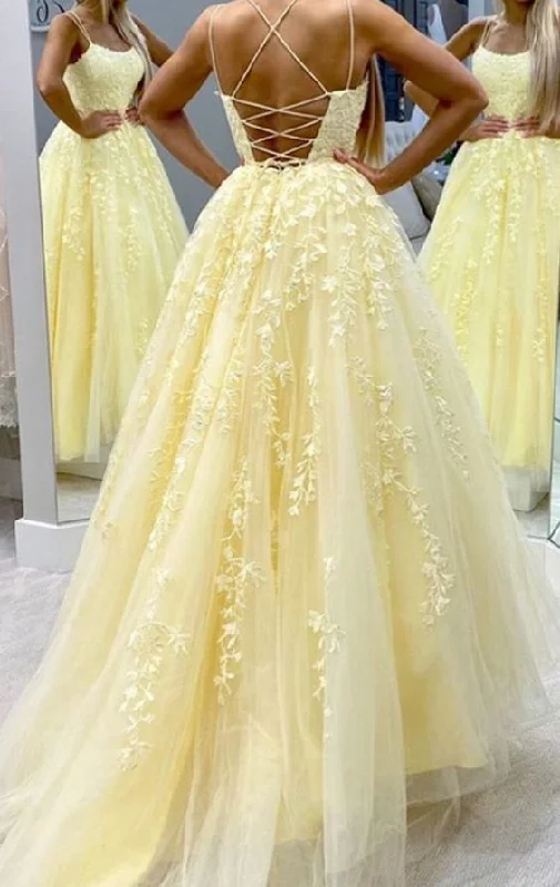 Tulle prom dresses yellow ball gown  S7003 Tulle Dress Glam