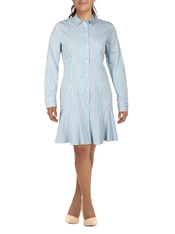 Womens Cotton Short Shirtdress Casual Button Shirt